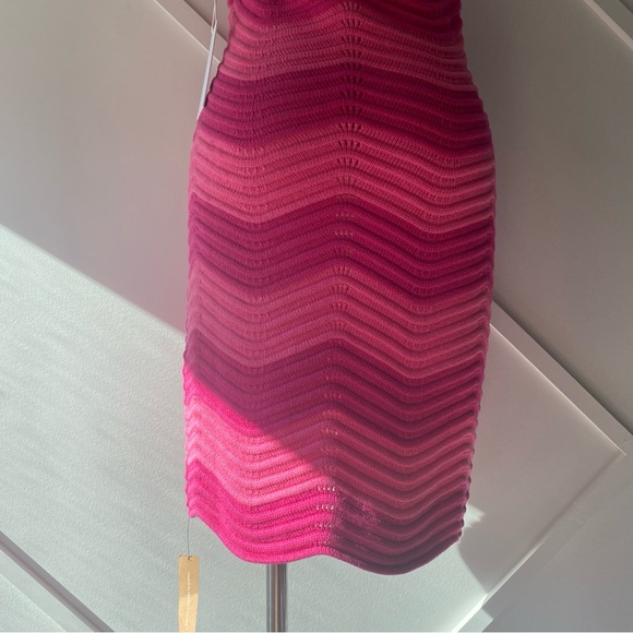 Reformation Genni Novelty Open Crochet Knit Dress  Fuschia/Flambé Stripe - S - Picture 9 of 13